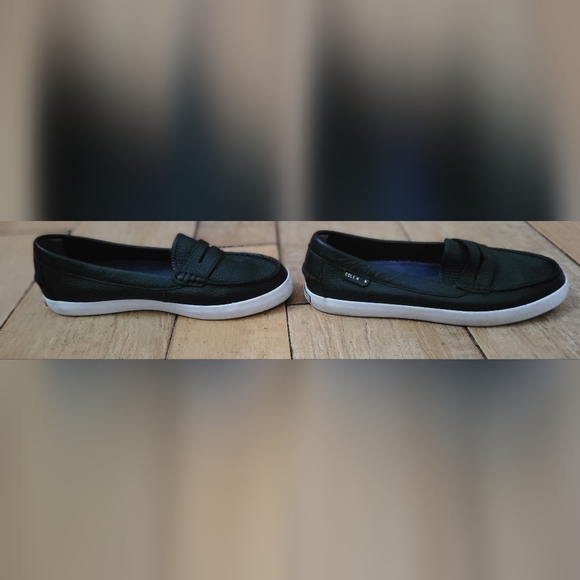 COLE HAAN pebbled black leather loafer sneakers 6 - Picture 5 of 6